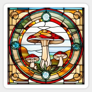 Cream Mushroom Trio Stained Glass Sticker